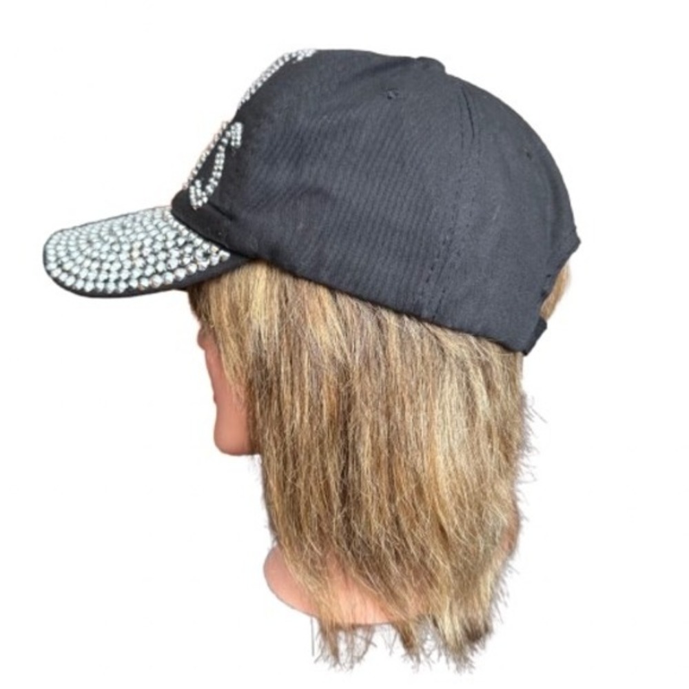 Black Bling Rhinestone LAS VEGAS Baseball Cap Party Hat Bachelorette Party - Picture 2 of 6